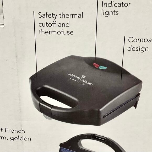 Kalorik Sapphire Diamond 2-in-1 Sandwich Maker & French Toast Maker - Picture 4 of 4